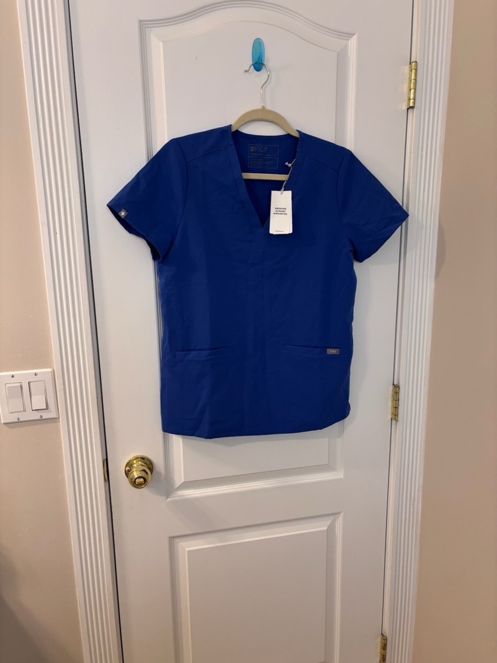 FIGS Women's V-Neck Scrub Top in Royal Blue